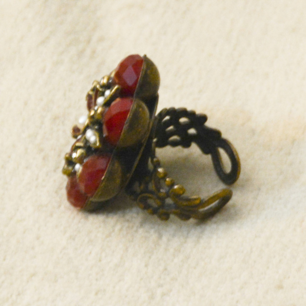 Ollipop Red Flower Statement Ring - image 3